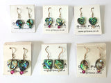 Paua Shell and Crystal Earrings - by Mhairi Sim - Girl Paua