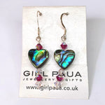 Paua Shell & Crystal Earrings - Long - by Mhairi Sim - Girl Paua