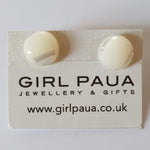 White Mother of Pearl Stud Earrings - by Mhairi Sim - Girl Paua