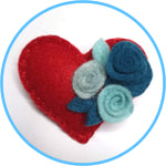 Flower Heart Felt Brooches - by Lucy Jackson