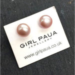 Freshwater Pearl Stud Lavender/Pink - by Mhairi Sim - Girl Paua