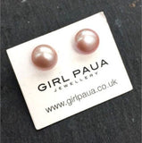 Freshwater Pearl Stud Lavender/Pink - by Mhairi Sim - Girl Paua