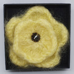 Yellow Knitted Flower Brooches - by Lynn Ramsbottom - Irresistible Felt