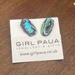 Paua Shell Natural Shape Stud Earrings - by Mhairi Sim - Girl Paua