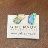 Paua Shell Natural Shape Stud Earrings - by Mhairi Sim - Girl Paua