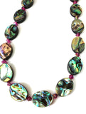 Paua Shell & Coloured Crystal Necklace - by Mhairi Sim - Girl Paua