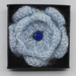 Pale Blue Knitted Flower Brooch - by Lynn Ramsbottom - Irresistible Felt