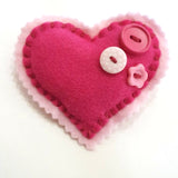 Felt Heart Brooch Hand Stitched With Button Details - by Lucy Jackson