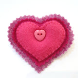 Felt Heart Brooch With Button Details - by Lucy Jackson