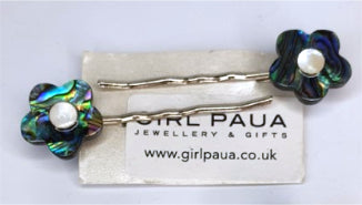 Paua Shell Hair Slides - by Mhairi Sim - Girl Paua