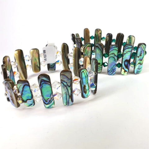 Paua Shell Long Strips Bracelet With Crystals - by Mhairi Sim - Girl Paua