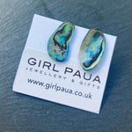 Paua Shell Natural Shape Stud Earrings - by Mhairi Sim - Girl Paua