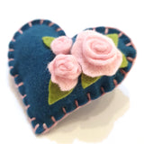 Flower Heart Felt Brooches - by Lucy Jackson