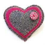 Felt Heart Brooch With Button Details - by Lucy Jackson